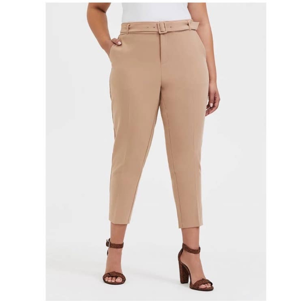 Torrid Tan Belted Khaki Cropped Trousers Size 12